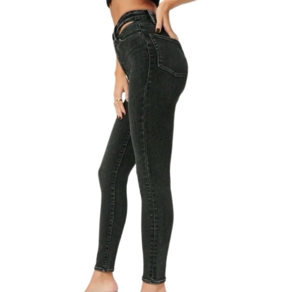 NWT Good American Black Good Waist Slit Waistband Skinny Jeans Size 12/31